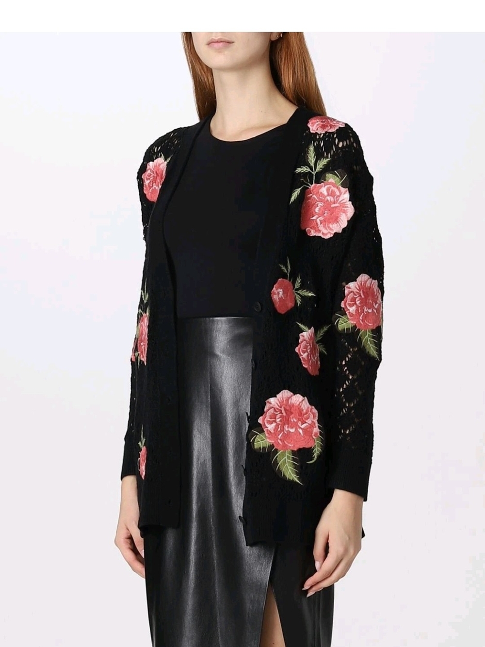 Alice + Olivia Bradford Embroidered Grandpa Floral Cardigan